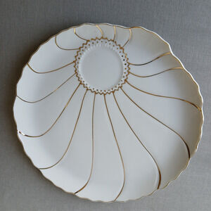 Inarco INA5 snack plate replacement porcelain china white hand painted gold